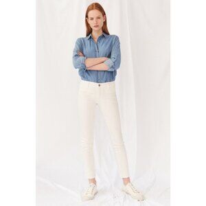 NEW MiH Made in Heaven the Paris Jeans Mid-Rise Crop Slim Leg Kick Ankle Ivory
